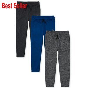 Boys Athletic Performance Fleece Jogger Pants 3-Pack Comfy Cozy